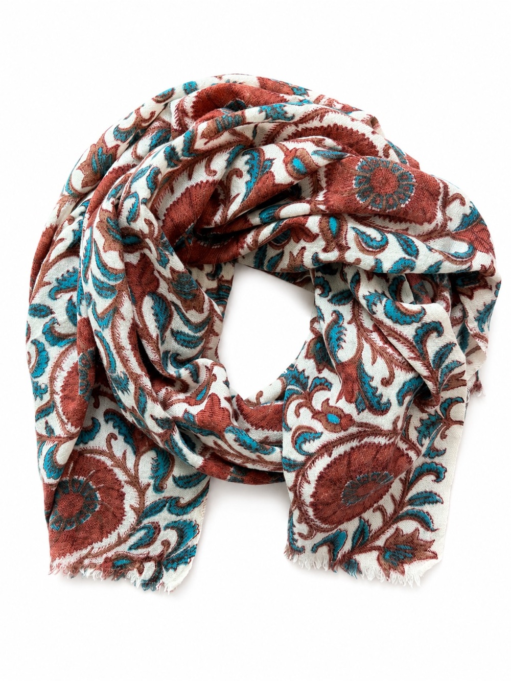 Roberta Roller Rabbit 100% Wool Oversized Floral Wrap Scarf